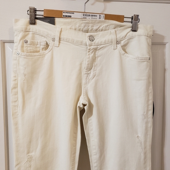 7 For All Mankind Size 30 Bootcut Women's Cream Jeans - Picture 3 of 15